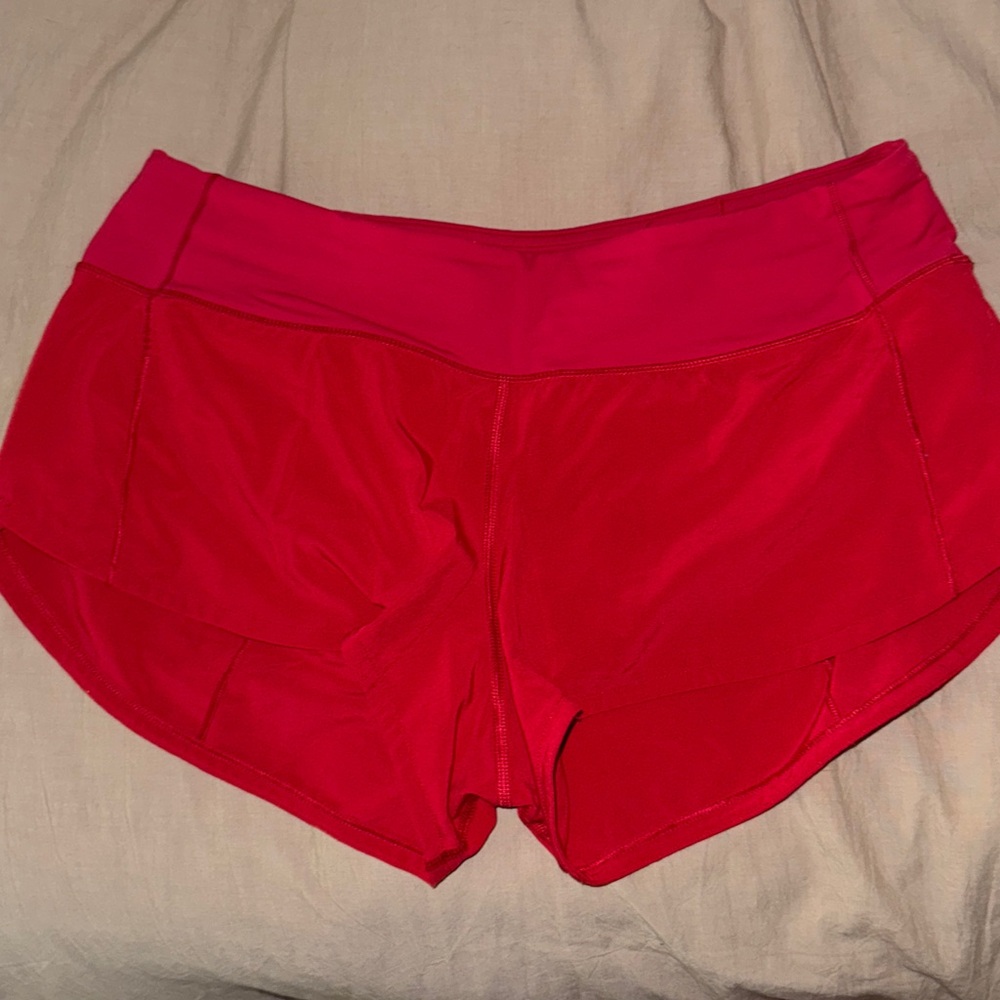 Lululemon speed up shorts red low rise 2.5” size 6